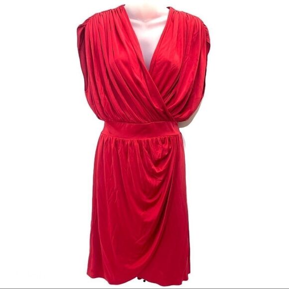 Cynthia Steffe silk Grecian draped dress EUC XS Greek extra small red - Picture 1 of 16